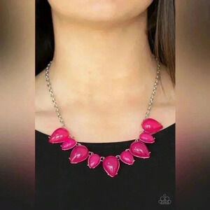 Pampered Poolside - Pink Necklace
